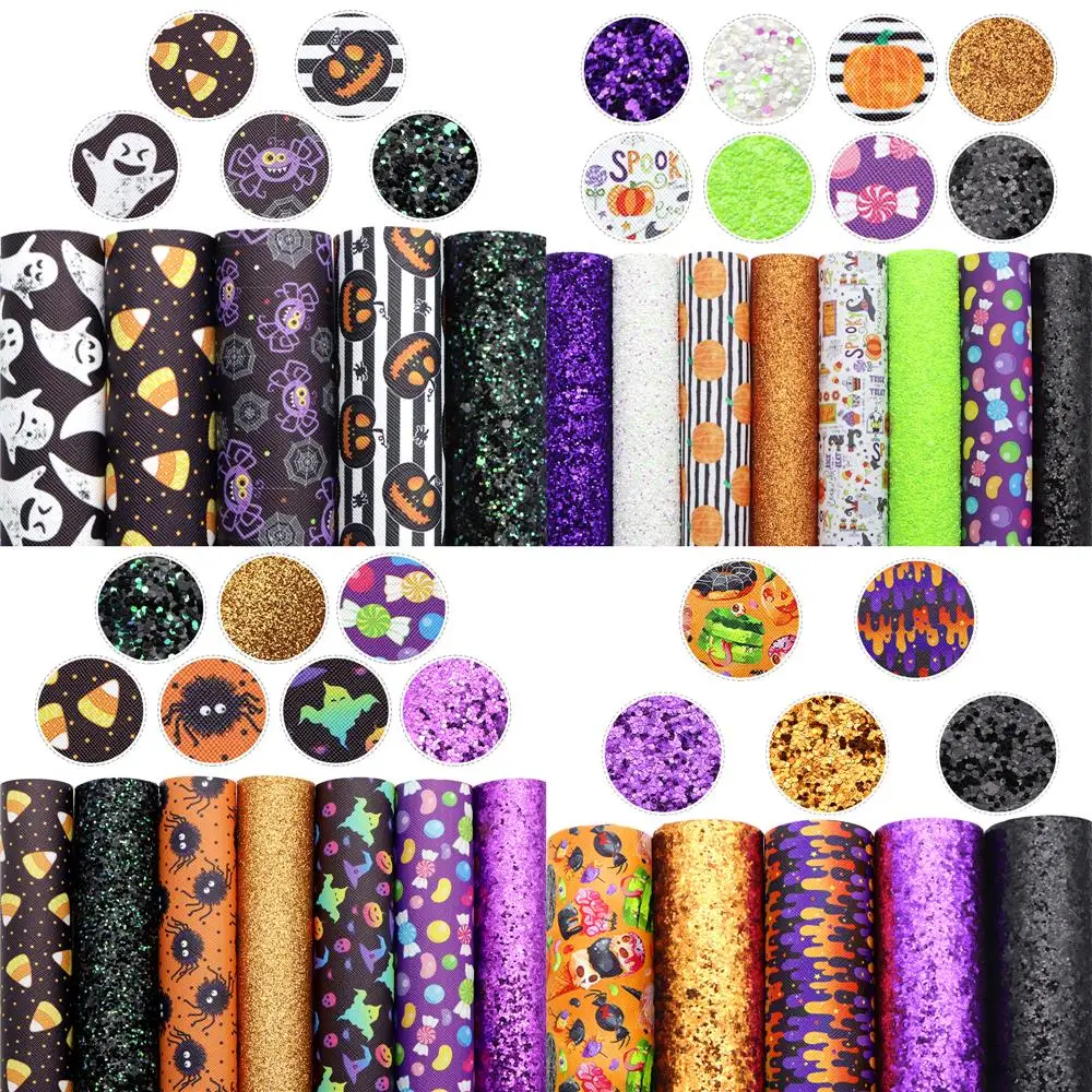 David accessories 6-8 шт./компл. 20*33 см Хэллоуин Синтетическая кожа пэчворк для волос бант