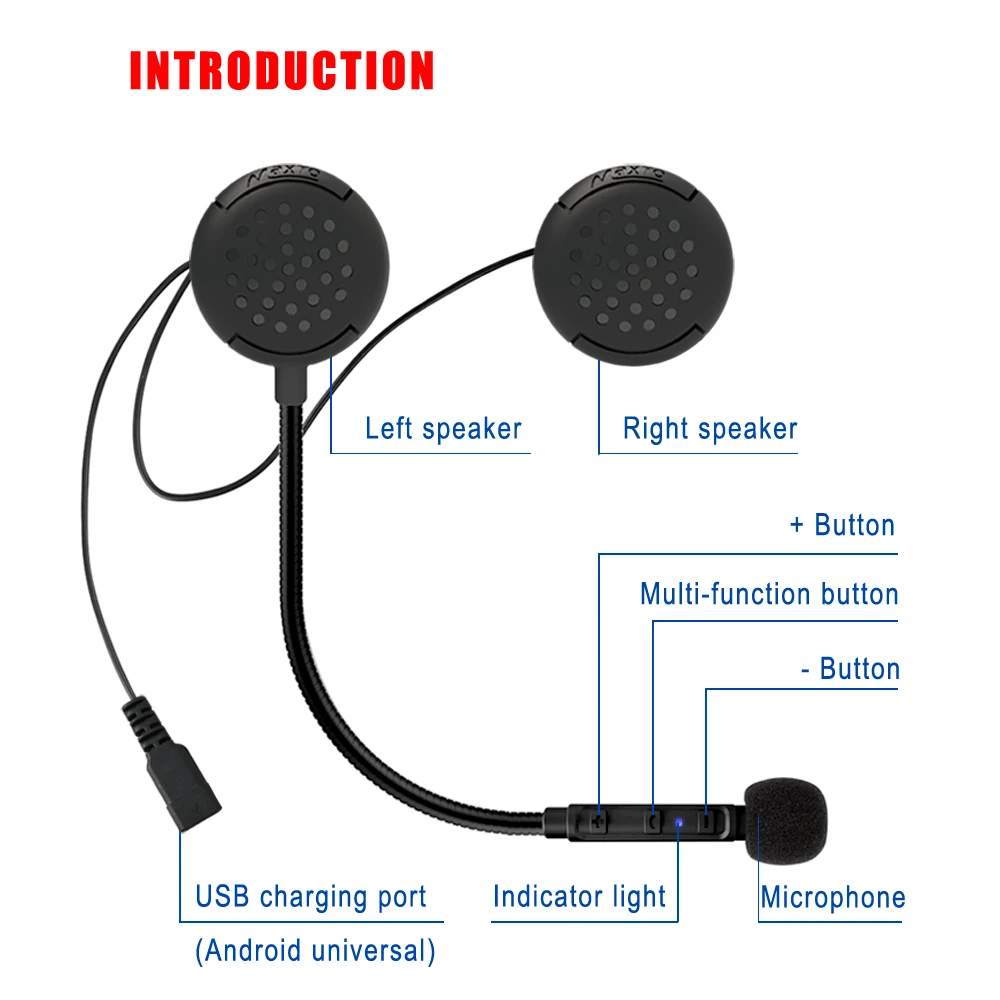 Maxto M1 Bluetooth-гарнитура с защитой от помех для мотоциклетного шлема наушники езды на