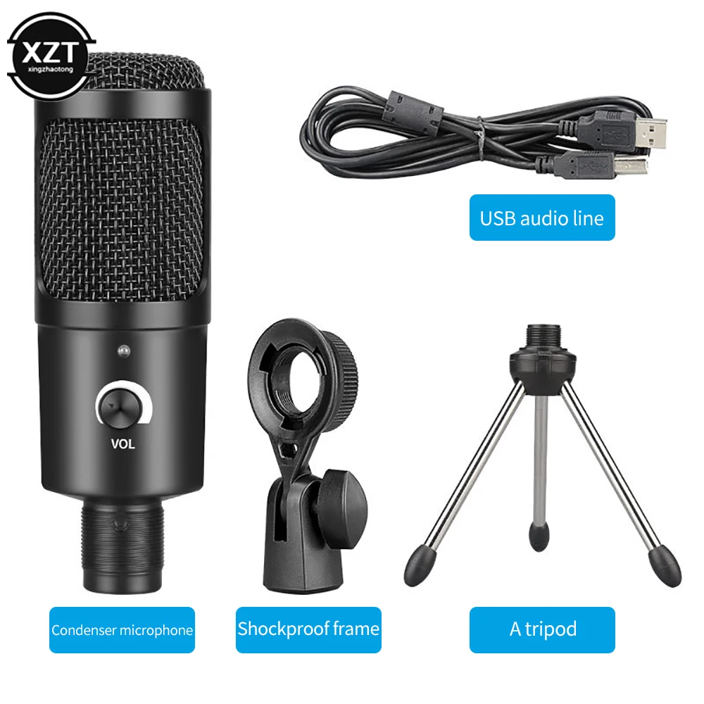 Металлический конденсаторный USB-микрофон для записи микрофон ноутбука на Windows