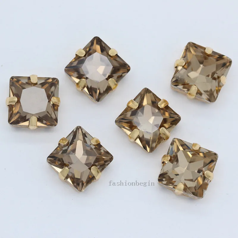 Square Shape Sew On Rhinestones With gold claw rhinestones Rhinestone Beads Clothes Jewelry Diy Trimming | Дом и сад
