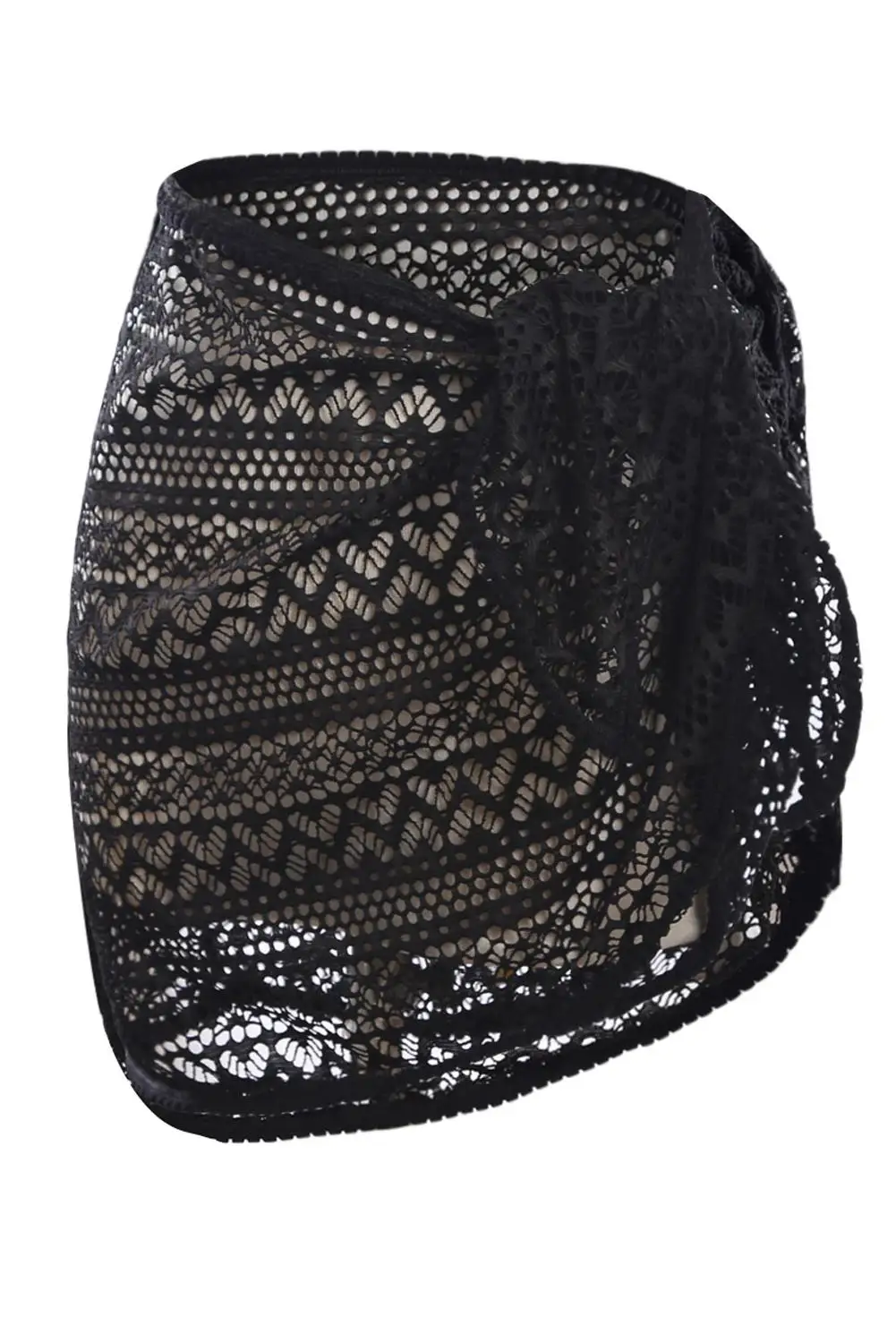 

SEBOWEL 2021 Women Swimwear Bikinis Bottom Summer Sexy Skirts Hollow Out Black White Cover-up Bottoms Mini Skirt Woman Beachwear