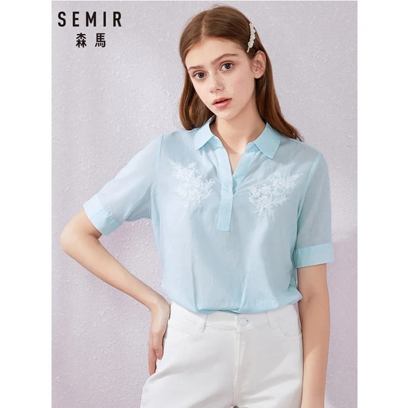 SEMIR женская блузка и топы летний топ Повседневный свободный сплошной шифон женские блузки и рубашки Жилет Блуза женская одежда