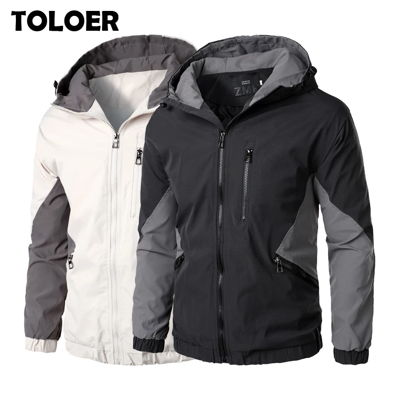 Мужская куртка ветровка с капюшоном винтажная бейсбольная на молнии для осени и