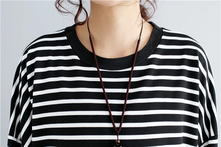 Осенний Полосатый пуловер #1835 свитшот Женская длинная хлопковая свободная