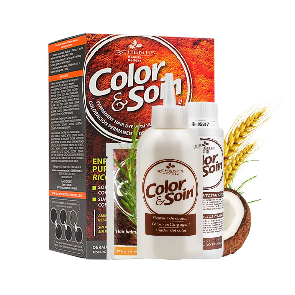 

3 CHENES Hair Color Permanent Coloring Shampoo Plant Extracts Colour Soin Restoring Lotion White Hair Safe Treatment Conditioner