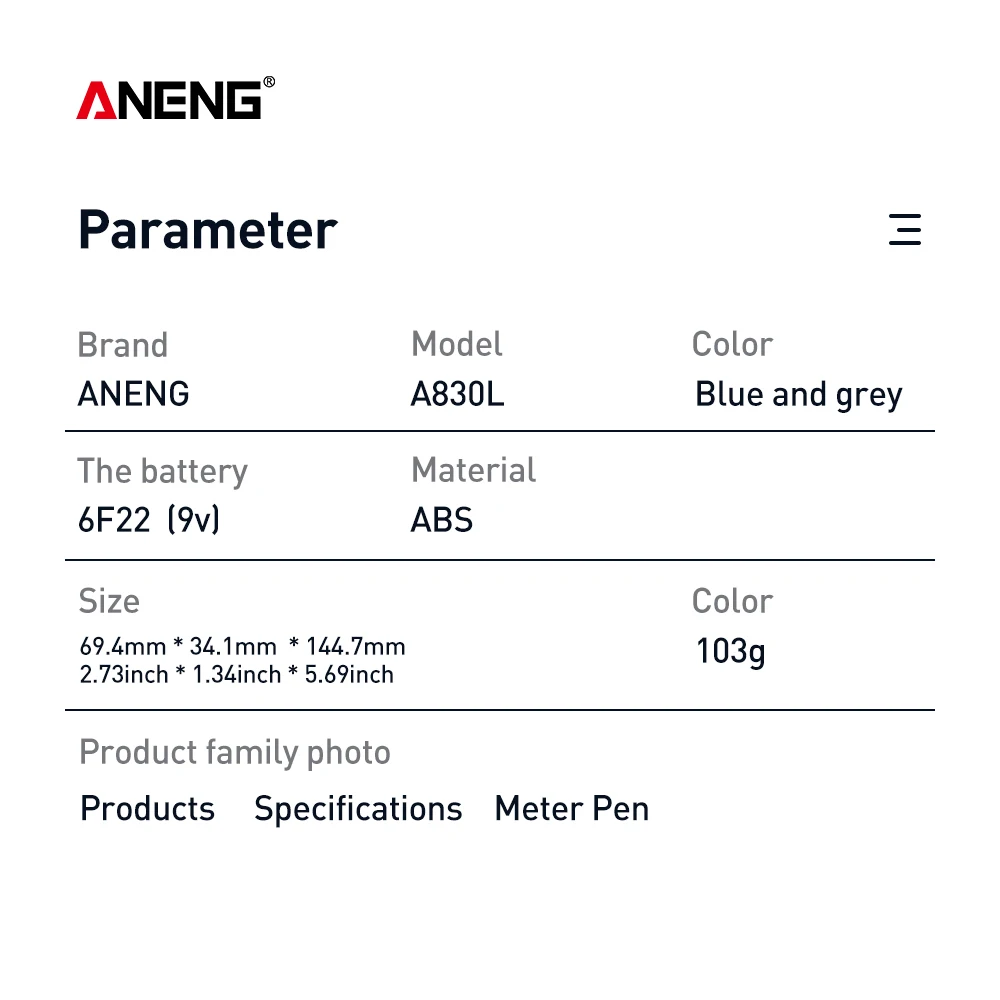 ANENG A830L мультиметр цифровой тестер мультиметр multimeter мультиметры транзистор тестер мултиметр multimetr digital multimeter tester мини мультиметр транзисторов lcr meter esr конденсаторов мултиметор meter