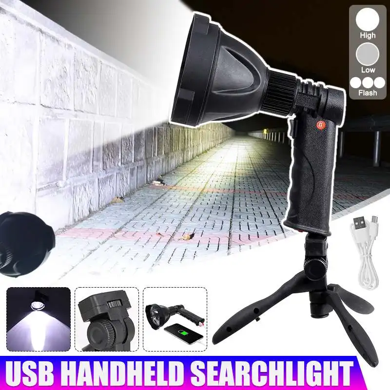 

Портативный ручной светодиодный прожектор со складным штативом, аварийное освещение большого радиуса действия, фонарик с USB зарядкой, обор...