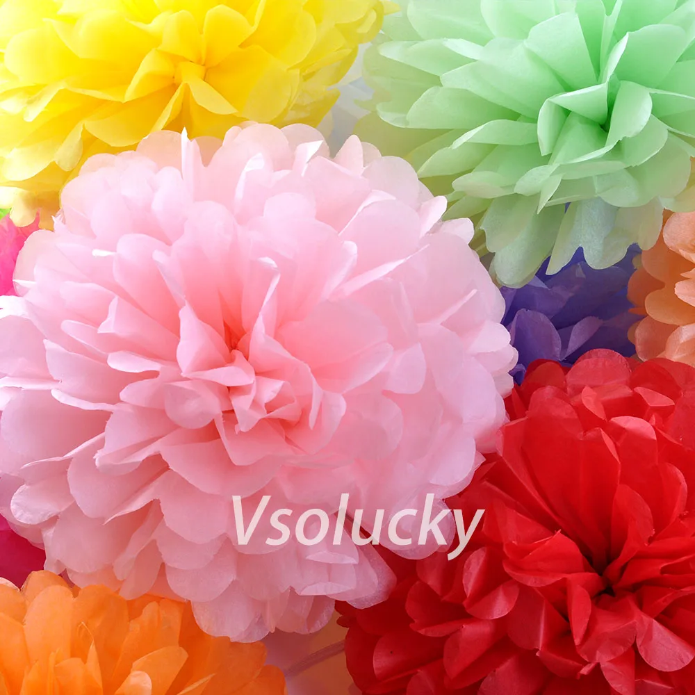 25 см (10 дюймов) тканевые помпоны бумажные цветы шар новогодние украшения день