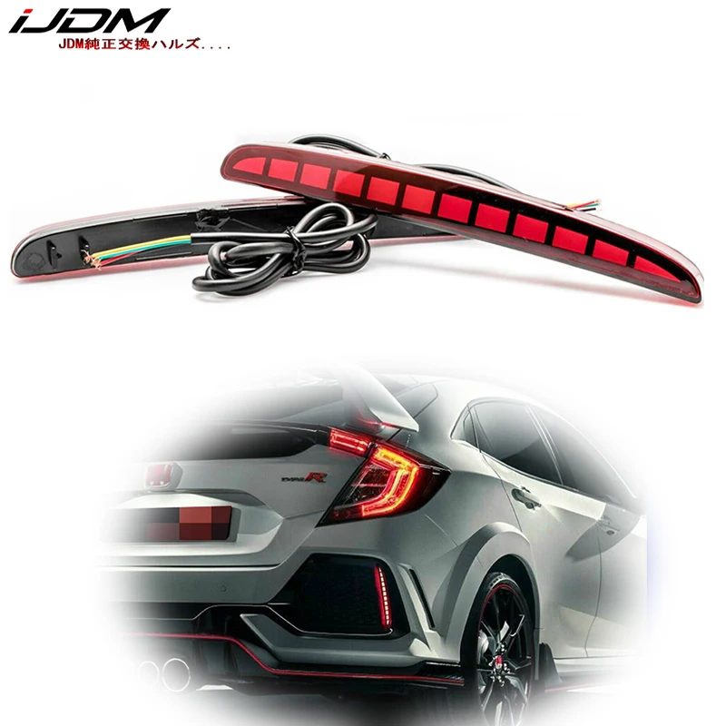 IJDM Светодиодный отражатель бампера для Honda Civic Hatchback 4 дверный седан Type R или SI