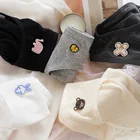 Трусики женские хлопковые в японском стиле, пикантные Модные дышащие трусы с рисунком медведя, нижнее белье с цветами, черные