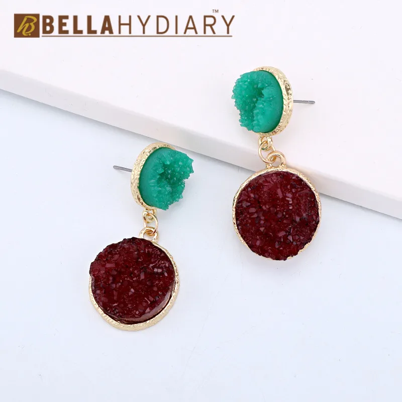 Bijoux необычные серьги из смолы Druzy, большие геометрические Висячие серьги для женщин, ювелирное изделие, массивные серьги Mujer Moda Ohrringe