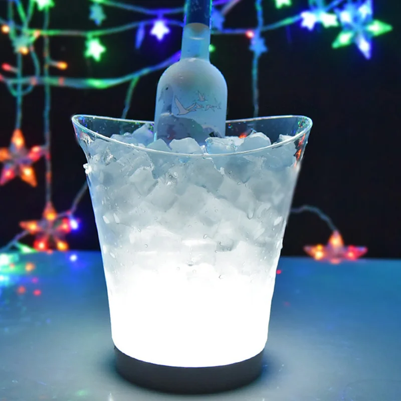 

LED Ice Bucket Colorful Double Layer Square Bar Beer Ice Bucket Multi-Color Changing Durable Bucket 5L For Bar P7Ding