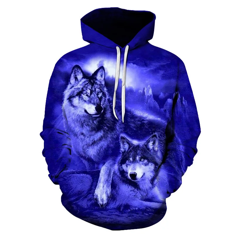 

Spring and Autumn Fashion Mens Hoodies 3d Wolf Printed Loose Fit Autumn Sweatshirt for Men Streetwear Hoody Funny Hoodie Brand