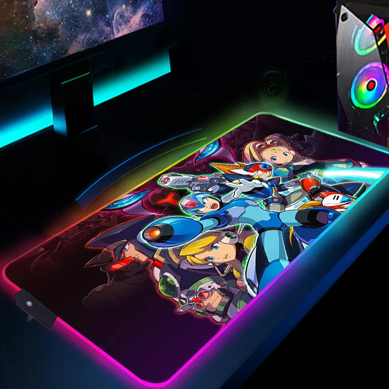 Игровой коврик для мыши Megaman X Светодиодный настольный коврики компьютера Rgb
