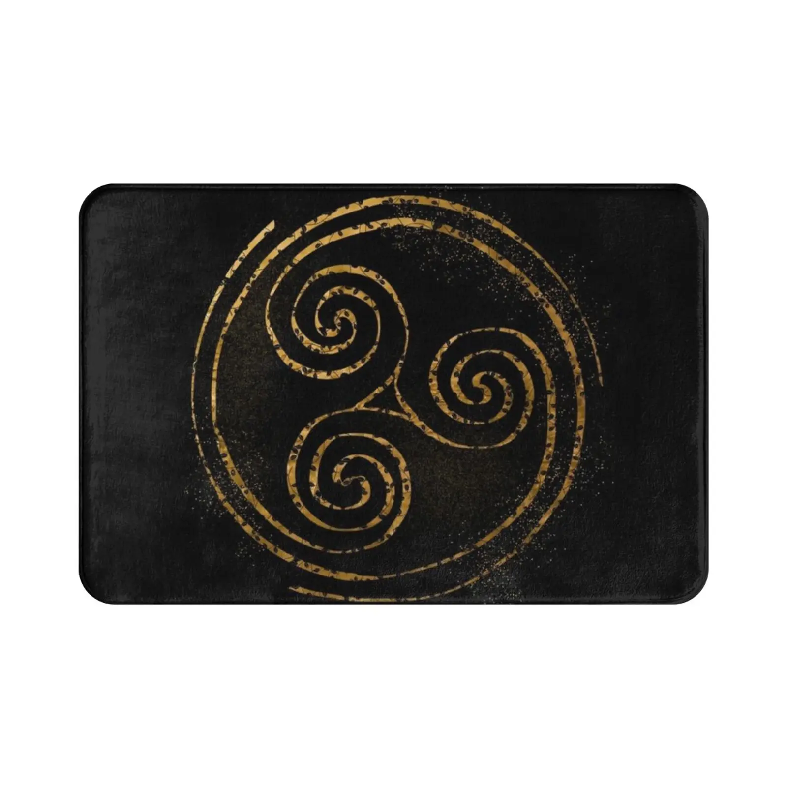 Коврик с символом Triskelion в черном и золотом цвете коврик мягкая подушка Triskeles