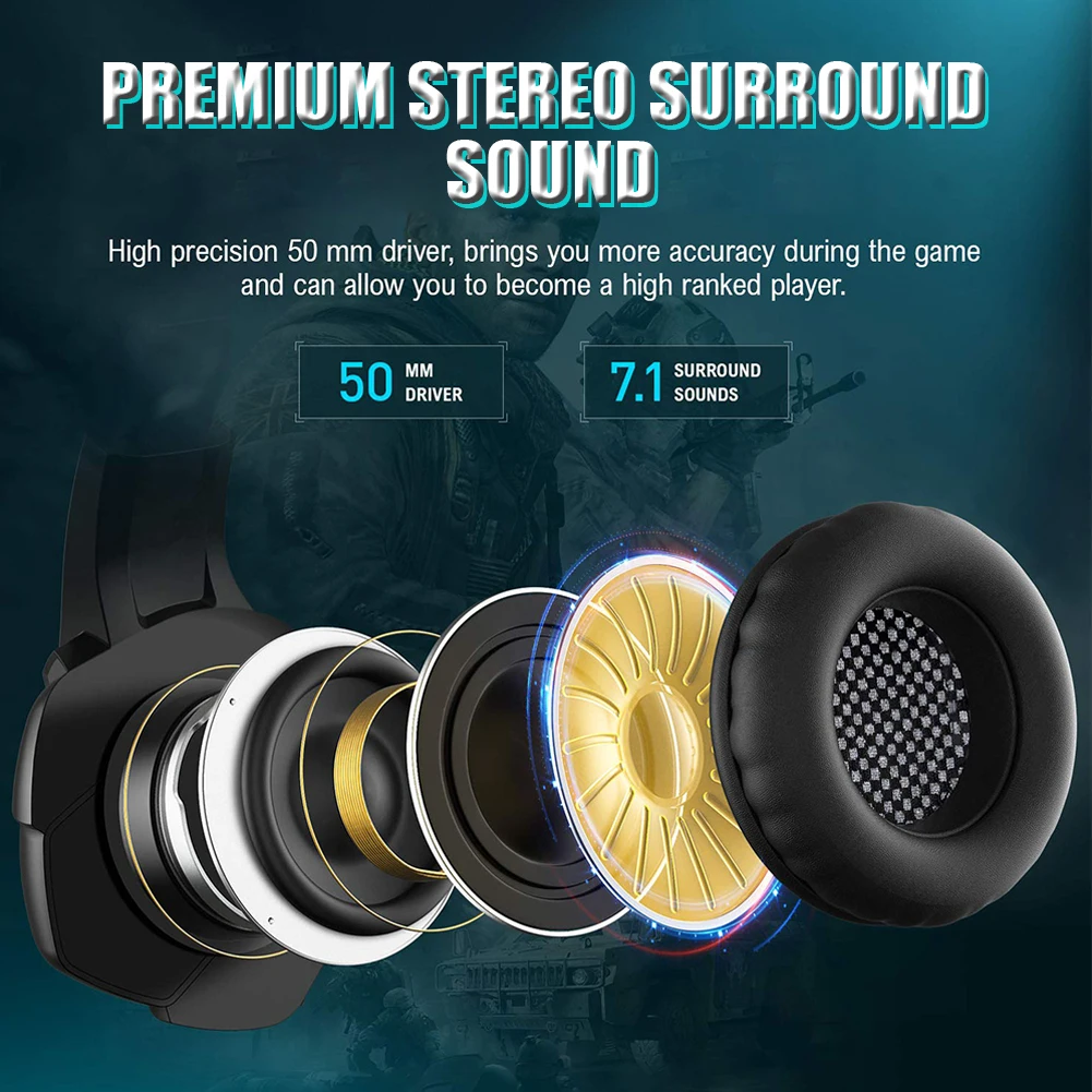 

K5 Wired Gaming Headphones With Microphone Over Ear Headphones RGB Light Led Heavy Bass Stereo Headset For Laptop Smart Phone