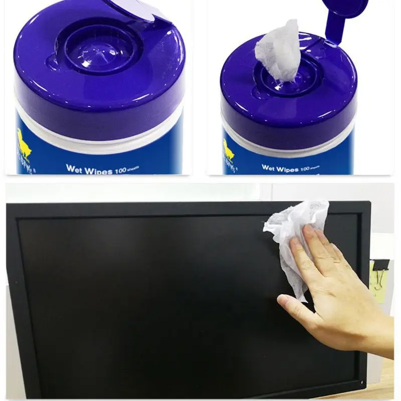 100Pcs/Bottle Disposable Wet Wipes Antibacterial Wipes 75% Alcohol Antiseptic Cleaning Sterilization Wipes Portable Wipe