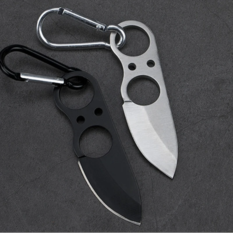 

Dropship Fixed Blade Knife Carabiner Mini Self-defense EDC Tool Outdoor Small Straight Knife Wild Portable Knife With Nylon Bag