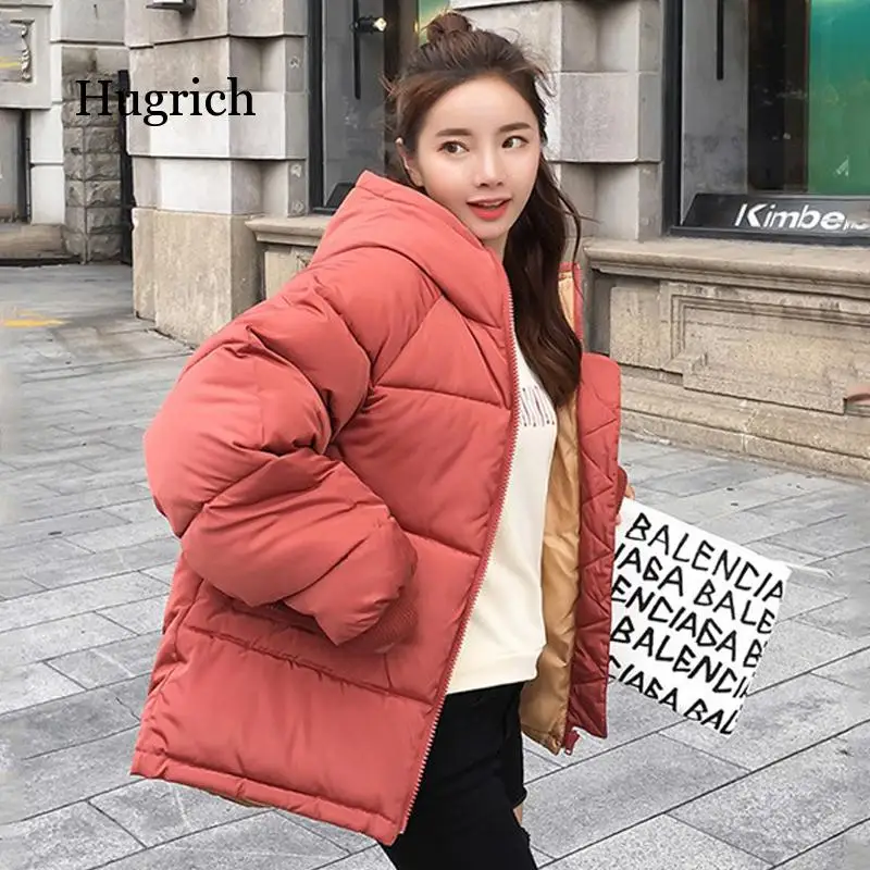 2021 Winter Short Parka Women Solid Bubble Jacket  Hooded Thick Outwear Warm Casual Coat Femme Chaquetas