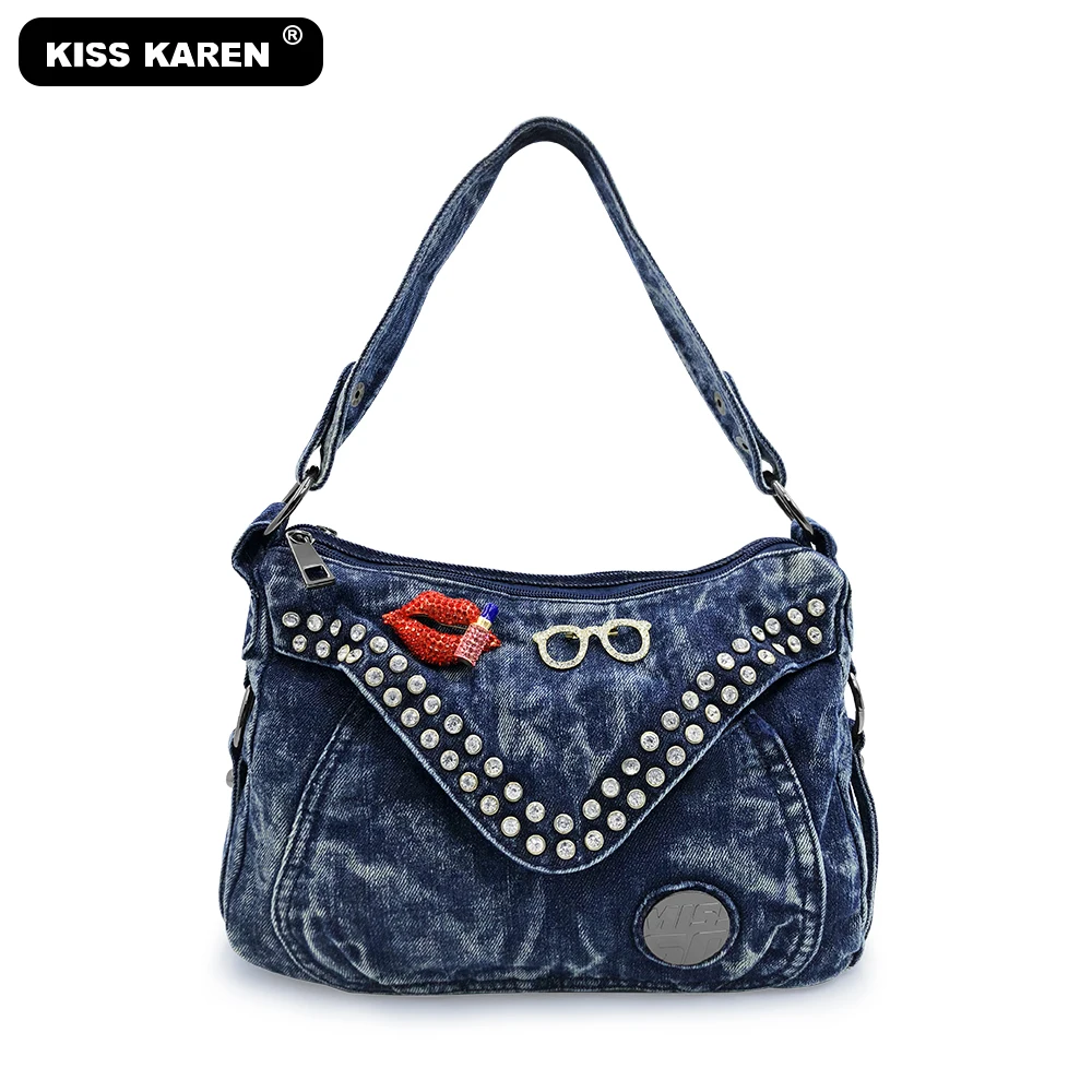 Стильные джинсы с заклепками женские сумки через плечо мессенджер дамская сумка