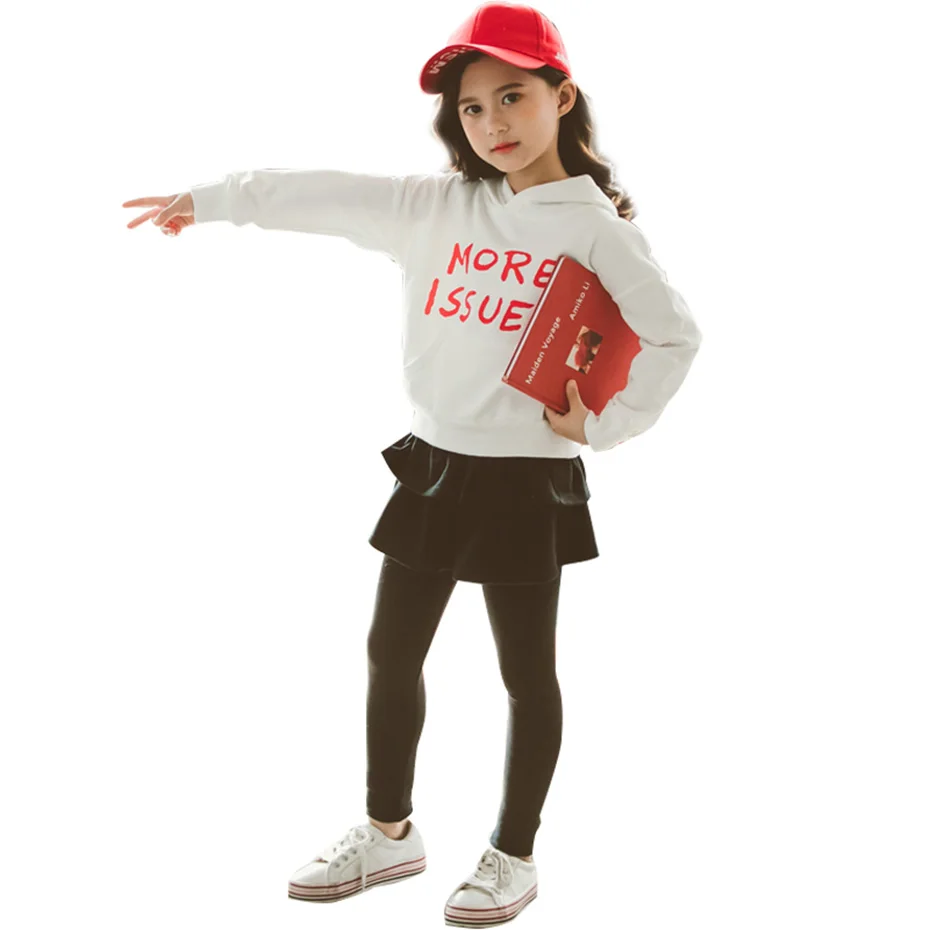 Одежда для девочек подростков толстовки с капюшоном надписью и юбка штаны одежда