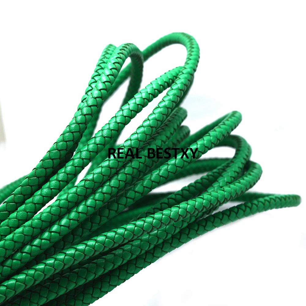 2m/lot approx: 6mm green BOLO Genuine Braided Leather Cord Real HandCrafts Beading Accessories Lacing Woven Ropes diy | Украшения и