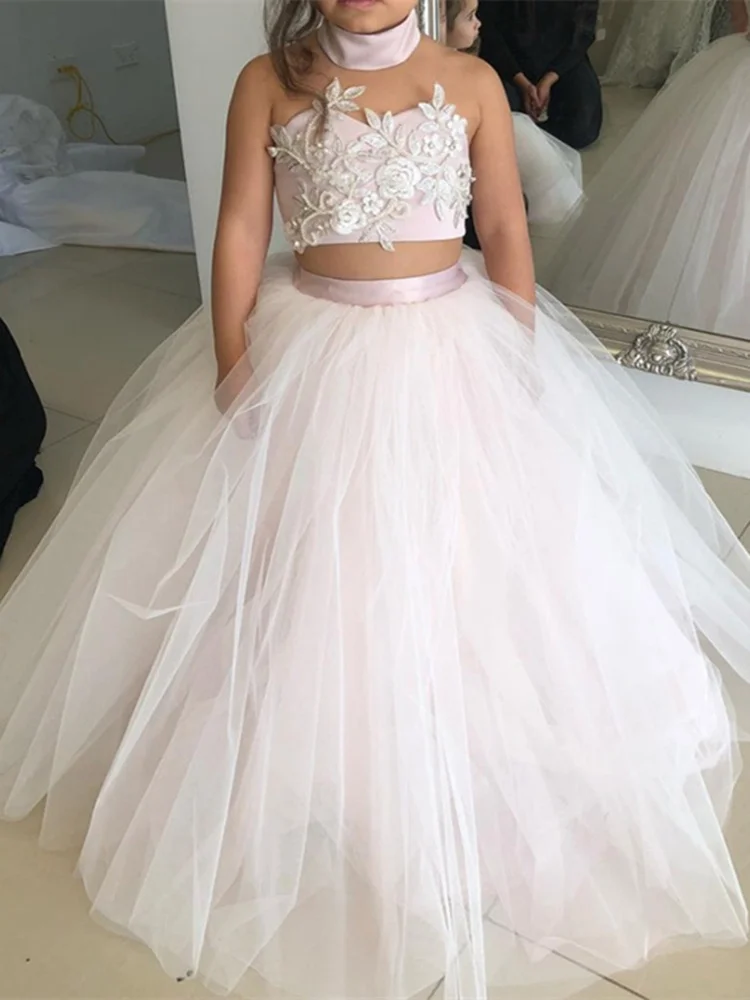 

Flower Girls Dresses Pleated 2021 Formal Long Kids Girls Pageant Party Gowns
