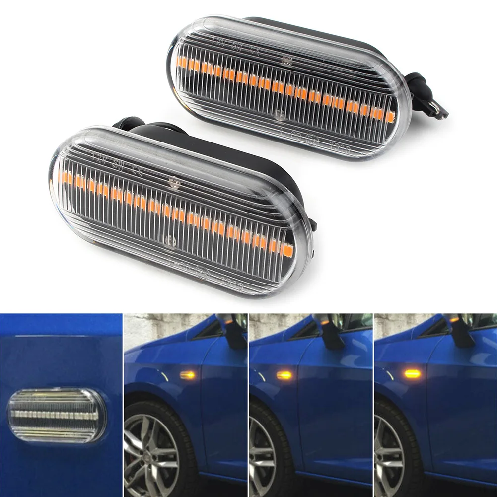 

Car LED Side Marker Lights 1 Pair Amber Turn Signal Light Clear Blinker Cover For VW Bora Golf MK3 MK4 For Focus MK2 Fusion