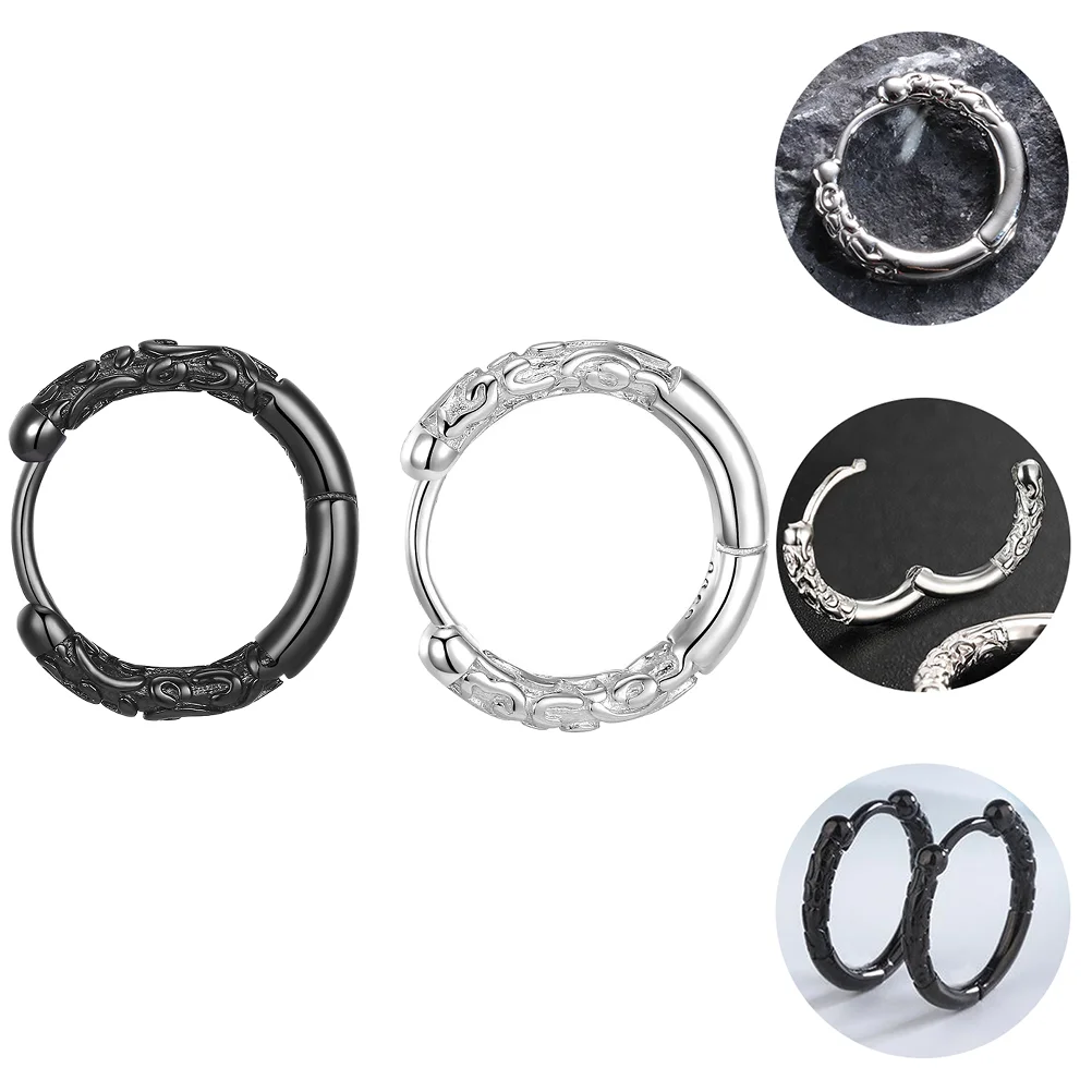

1 Pair Men's Round Punk Style Earrings Simple and Durable Hip-hop Earrings