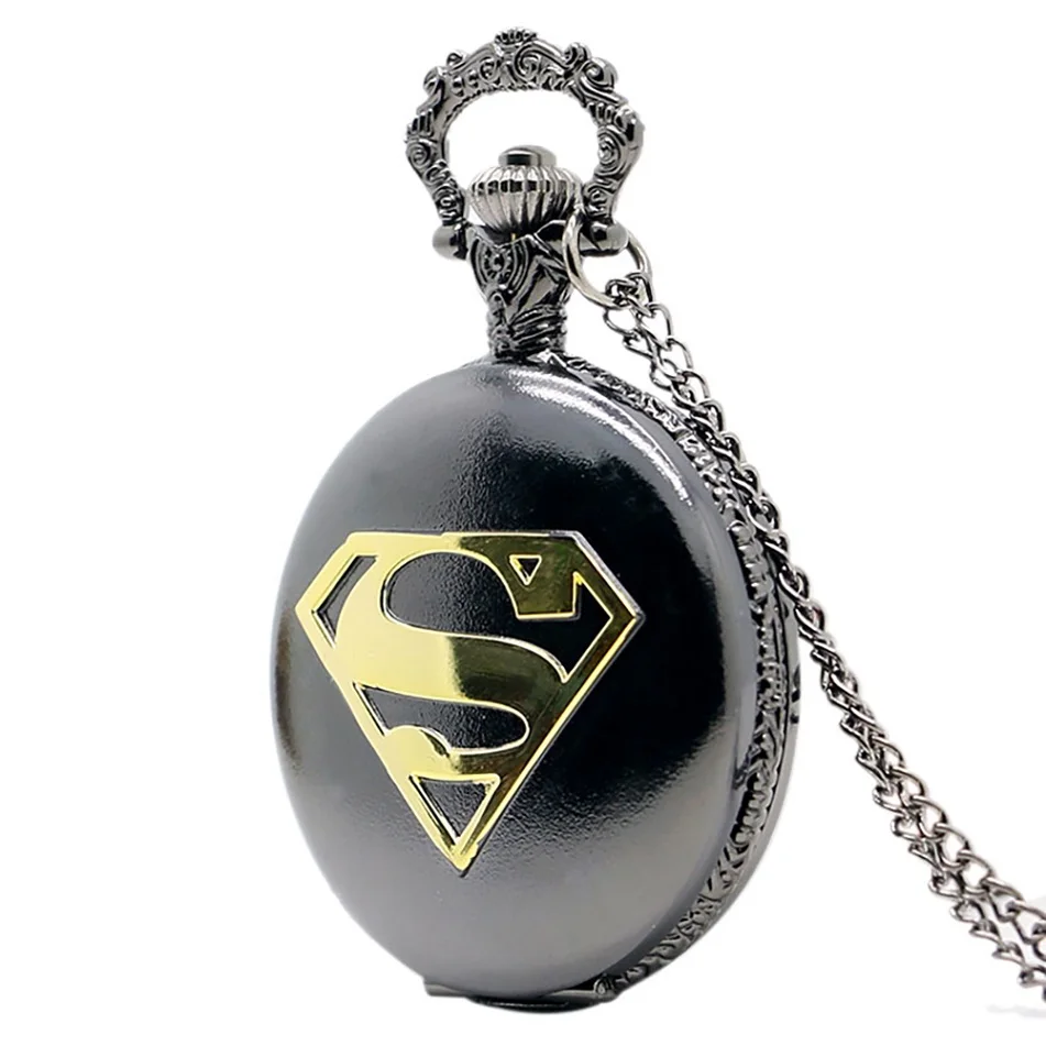 2 Классические кварцевые карманные часы супермена с necklace ем кулоном, Ретро Мужские кварцевые брелоки и карманные часы, дропшиппинг P442C - Цвет: 2