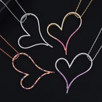 godki luxury heart shape stackable pendant necklace full cubic zircon fashion charm women party jewelry gift 2020
