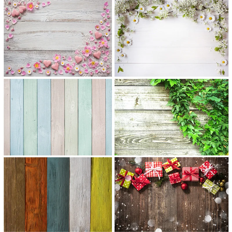 

SHENGYANGBAO Vinyl Custom Wood Board Flower Photography Backdrops Props Wooden Plank Floor Photo Studio Background 20925CS-02