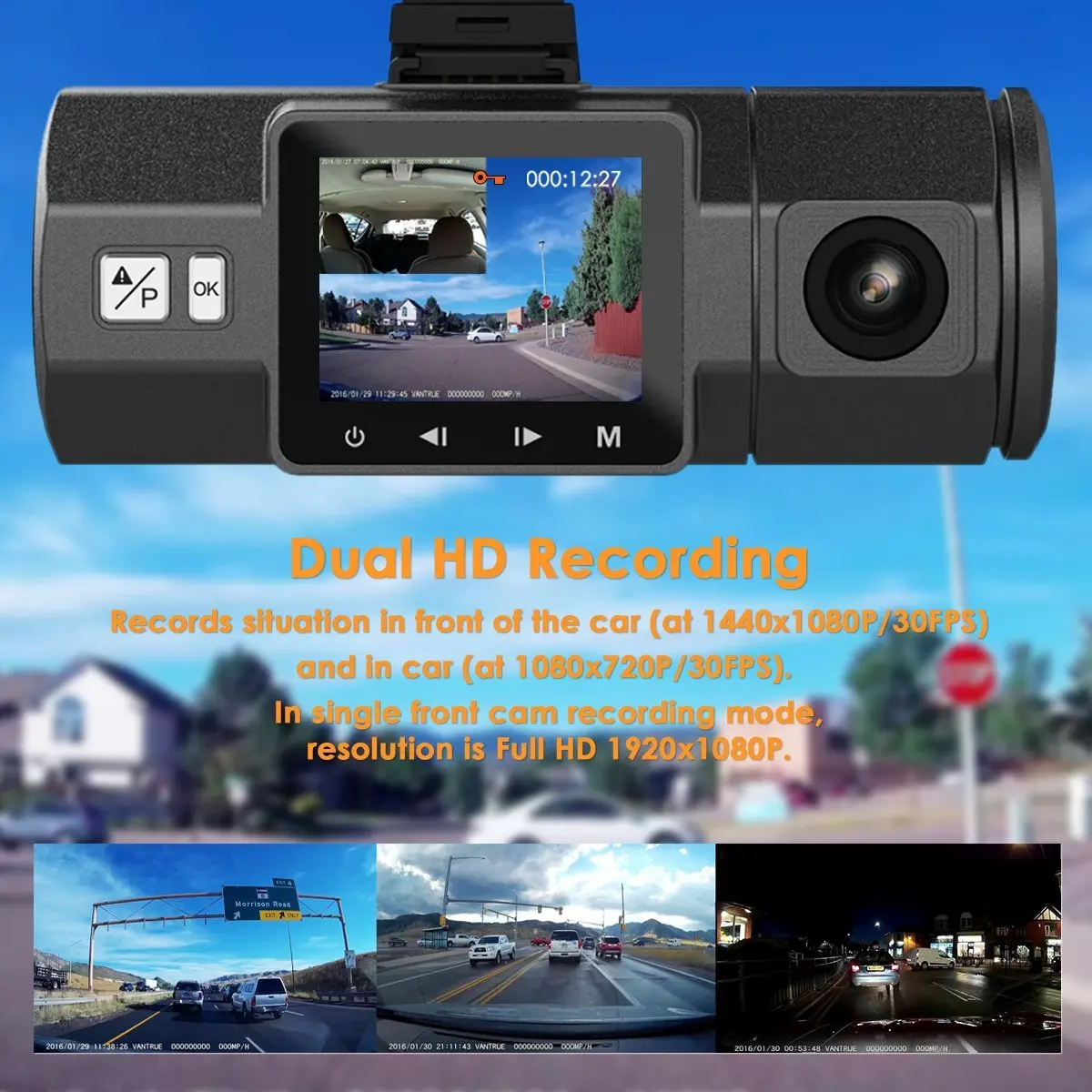 VANTRUE N2 Передняя и кабина двойной объектив Dash Cam 1080P+ 720P Автомобильный видеорегистратор камера видео рекордер с g-сенсором, режим парковки Dashcam