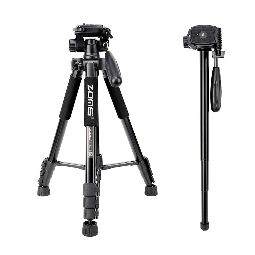 black Cadiso Q222 Профессиональное видео-, фотокамера штатив Гибкий фотографический туристические поездки стенд с моноподом для DSLR камеры телефона - Цвет: black