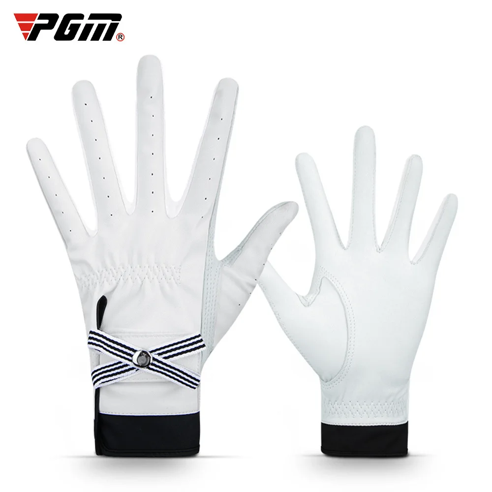 

PGM Golf Gloves Women's Anti-slip Design Leather Gloves Lambskin Velcro Non-slip Sports Gloves