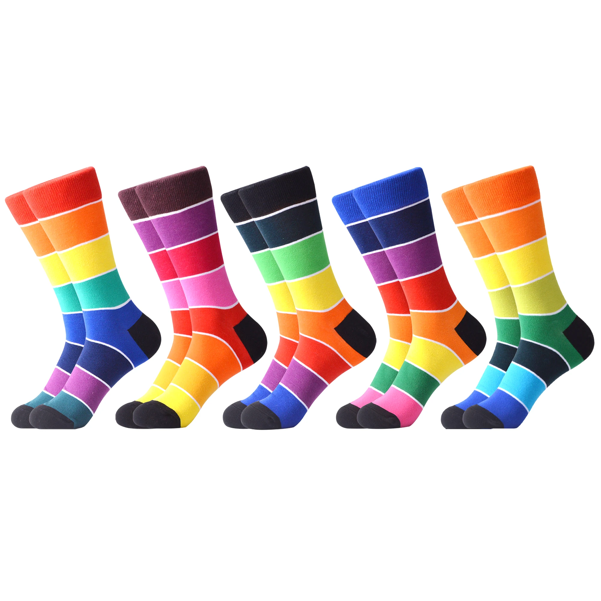 07083 (5pairs) SANZETTI/цветные мужские забавные носки без пятки из чесаного хлопка; одежда в стиле хип-хоп; Новинка; уличные носки для катания на коньках; носки для свадьбы; счастливый подарок - Цвет: 07083 (5pairs)