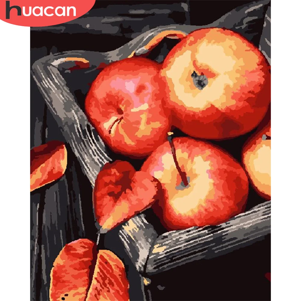 

HUACAN краска по номеру яблоко рисование на холсте Ручная Краска ed Рисование Искусство подарок DIY картинки по номеру фруктовые наборы домашний...