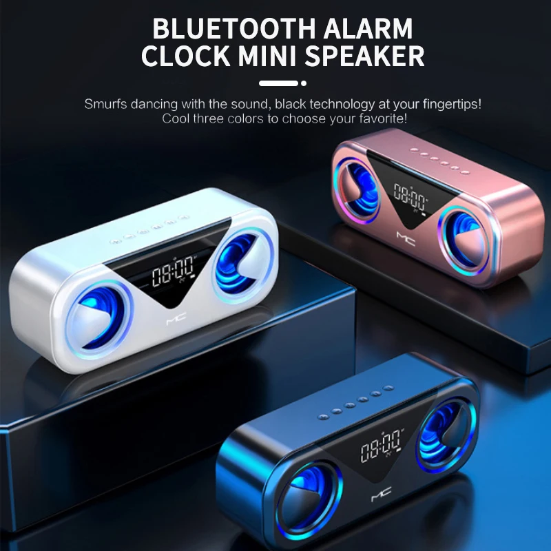 Smart LED Alarm Clock Speaker Portable Wireless Bluetooth-compatible for TF Card AUX USB Atmosphere Light | Электроника