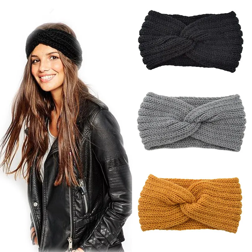 

New Knitted Knot Cross Headband for Women Autumn Winter Girls Hair Accessories Headwear Elastic Hair Band Hair Accessories