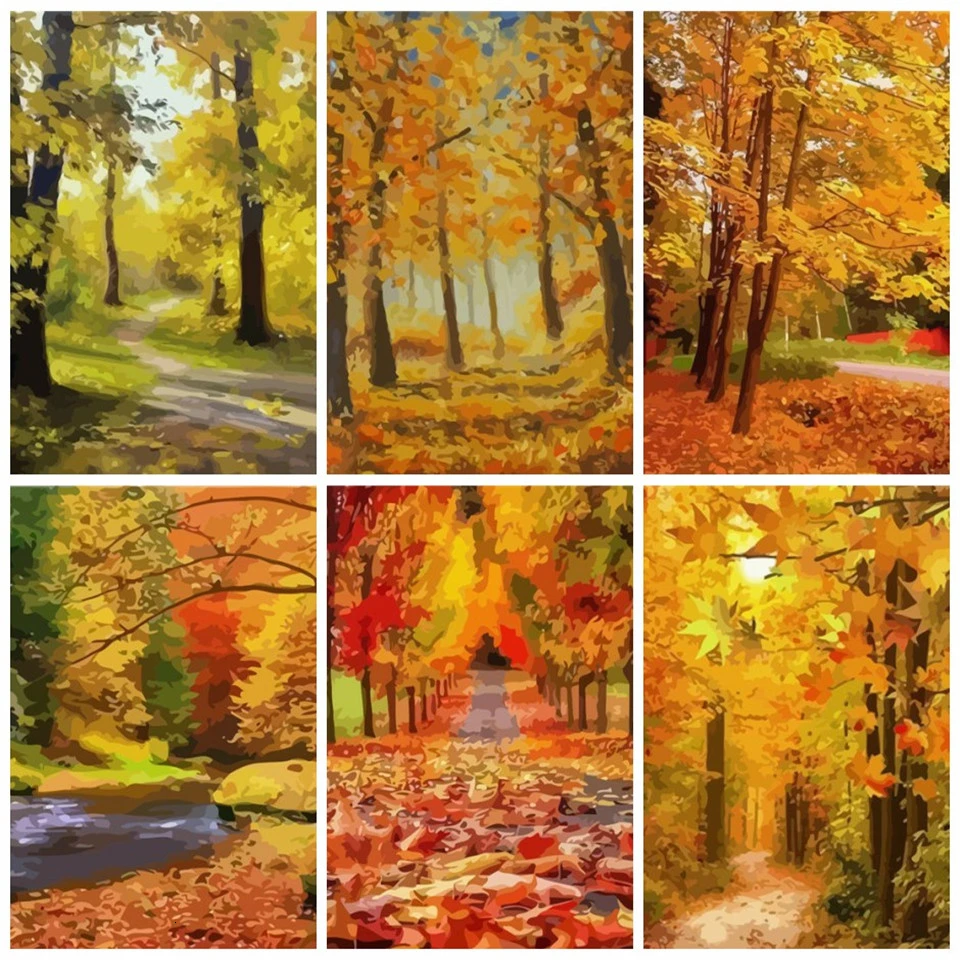 AZQSD Unframe раскраска по номеру Дерево DIY уникальный подарок живопись маслом номерам