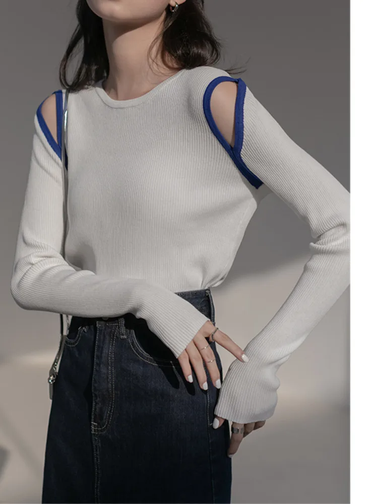 Ажурная Повседневная футболка трикотажный топ рубашка женская верхняя одежда на