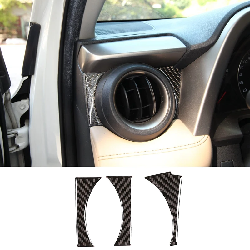

АБС-пластик из углеродного волокна, отделка для воздуховыпускного отверстия, декоративные наклейки для Toyota RAV4 2015-2019, автомобильные стили