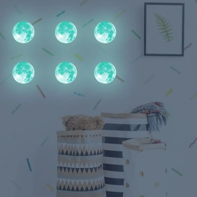 Супер яркие светящиеся водостойкие наклейки с Луной для украшения детской