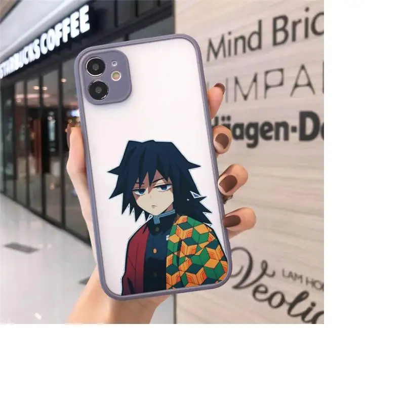 

Demon Slayer Nezuko Kimetsu No Yaiba Phone Case For iPhone 12 11 Mini Pro XR XS Max 7 8 Plus X Matte transparent Gray Back Cover
