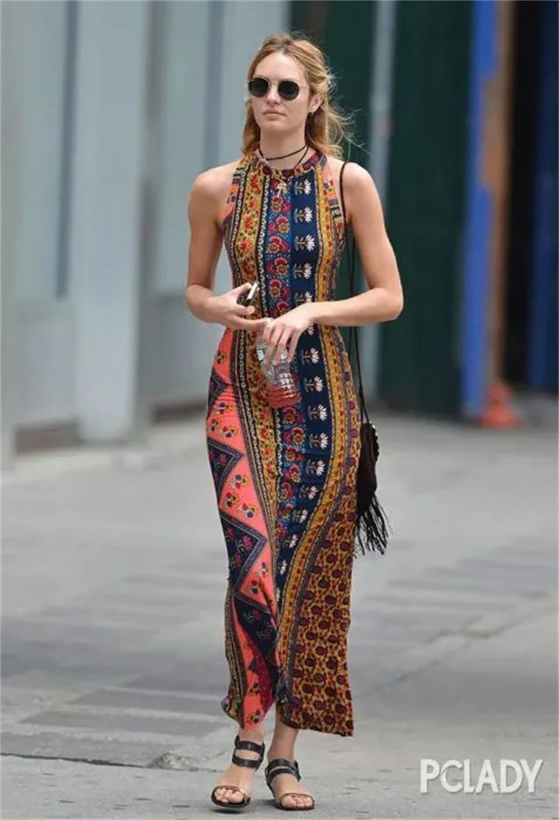 

Printed Sexy Women Bohemia Sexy Lady Long Summer Beach Dress