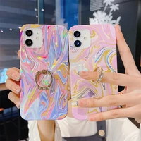 fashion phone case for iphone 12 mini 11 pro max xr x xs se 2020 7 8 plus funda glitter watercolor ring stand shockproof cover