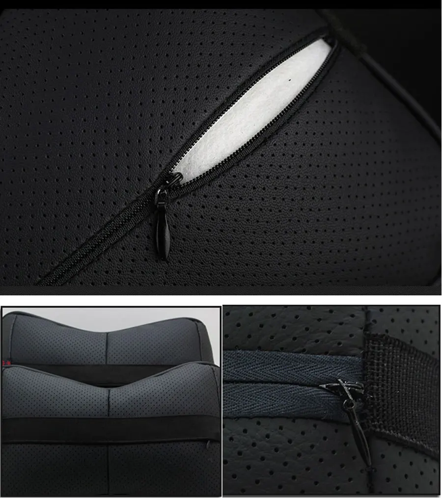 Черная Автомобильная подушка из натуральной кожи для сиденья 2 шт. подголовник