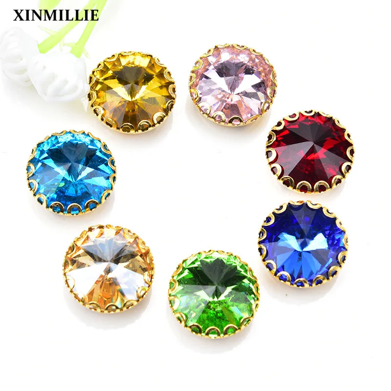 Новинка 20 шт. стеклянные стразы Золотое основание кружевная коготь установка 12