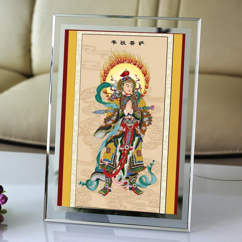 

Weituo Bodhisattva portrait photo paper plastic packaging printing Buddha painting Weituo crystal photo frame crystal pendulum