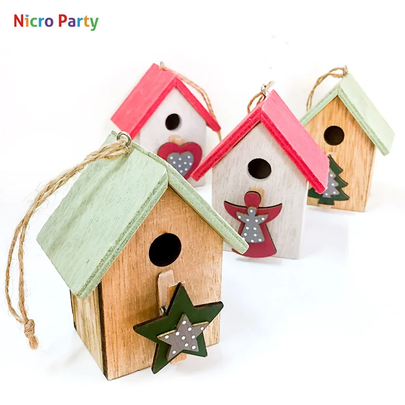 Nicro Деревянные Подвески на рождественскую елку маленький деревянный домик милые